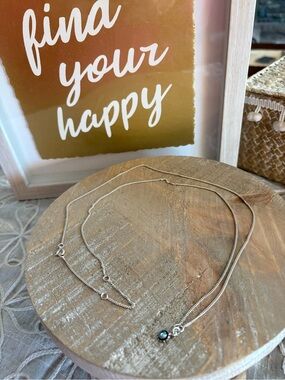 Sterling Silver Aquamarine Station Necklace / Belly Chain – 32”